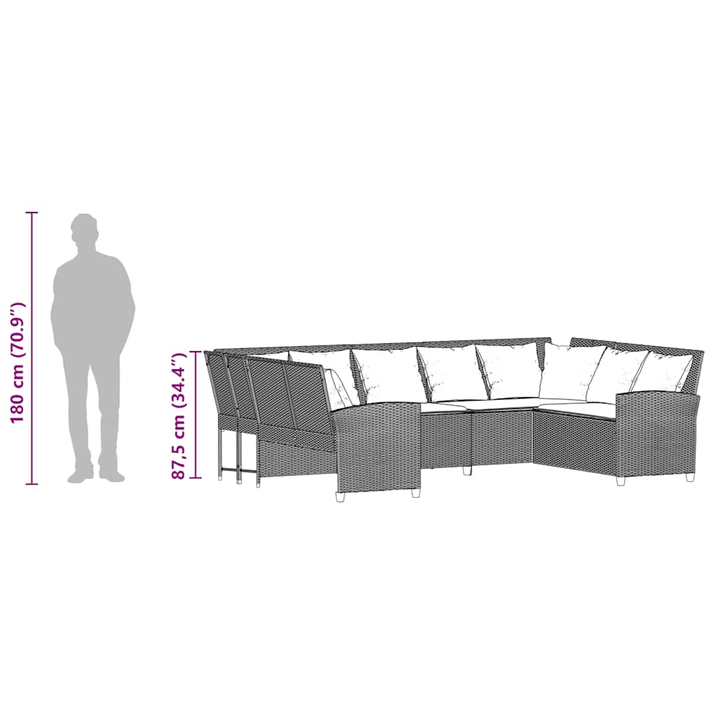 Divano da Giardino con Cuscini in Polyrattan Nero - homemem39