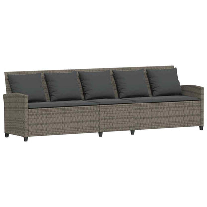 Divano da Giardino con Cuscini in Polyrattan Grigio - homemem39