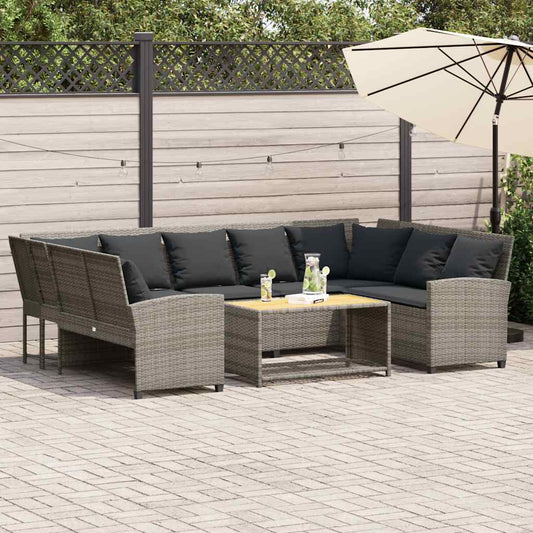 Divano da Giardino con Cuscini in Polyrattan Grigio - homemem39