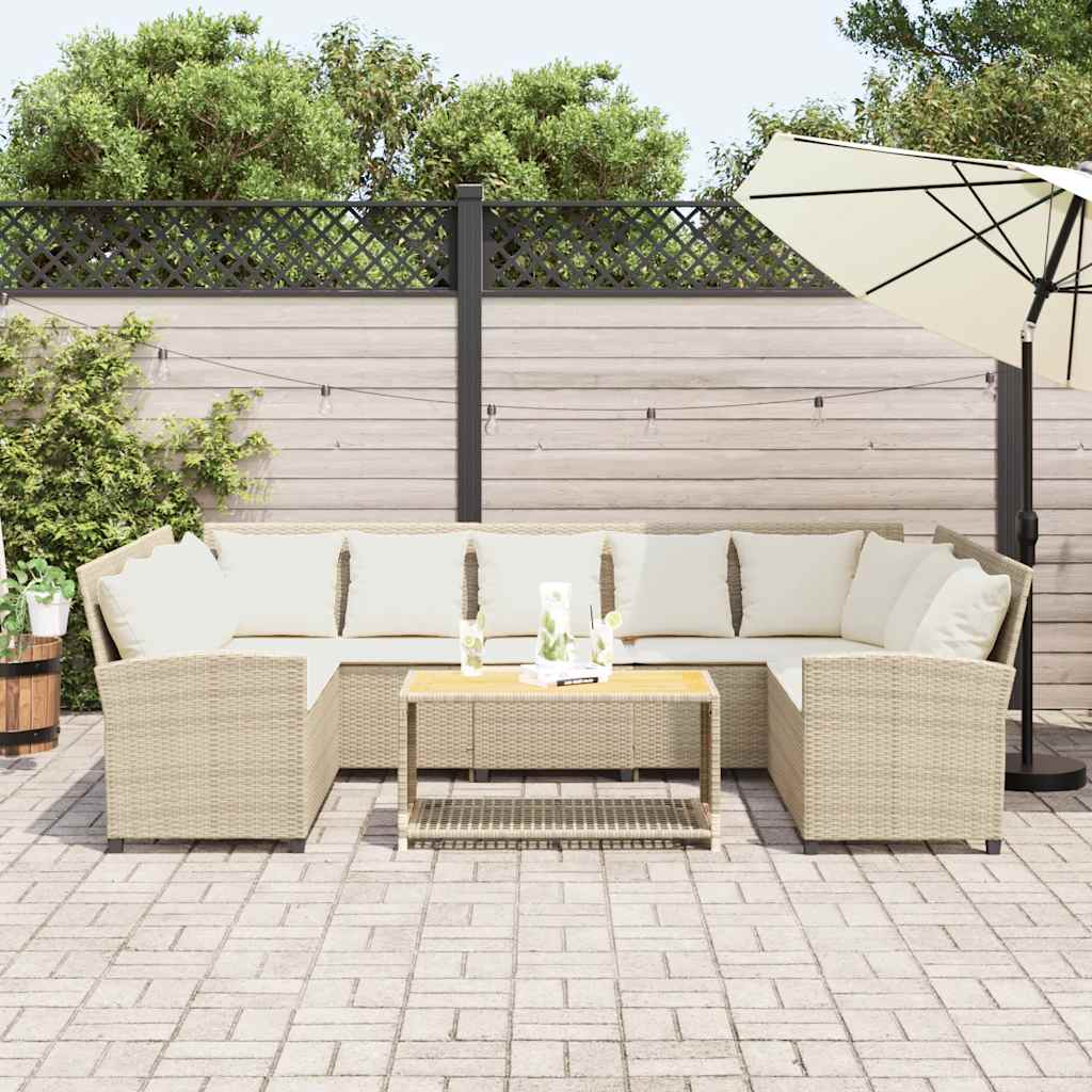Divano da Giardino con Cuscini in Polyrattan Beige - homemem39