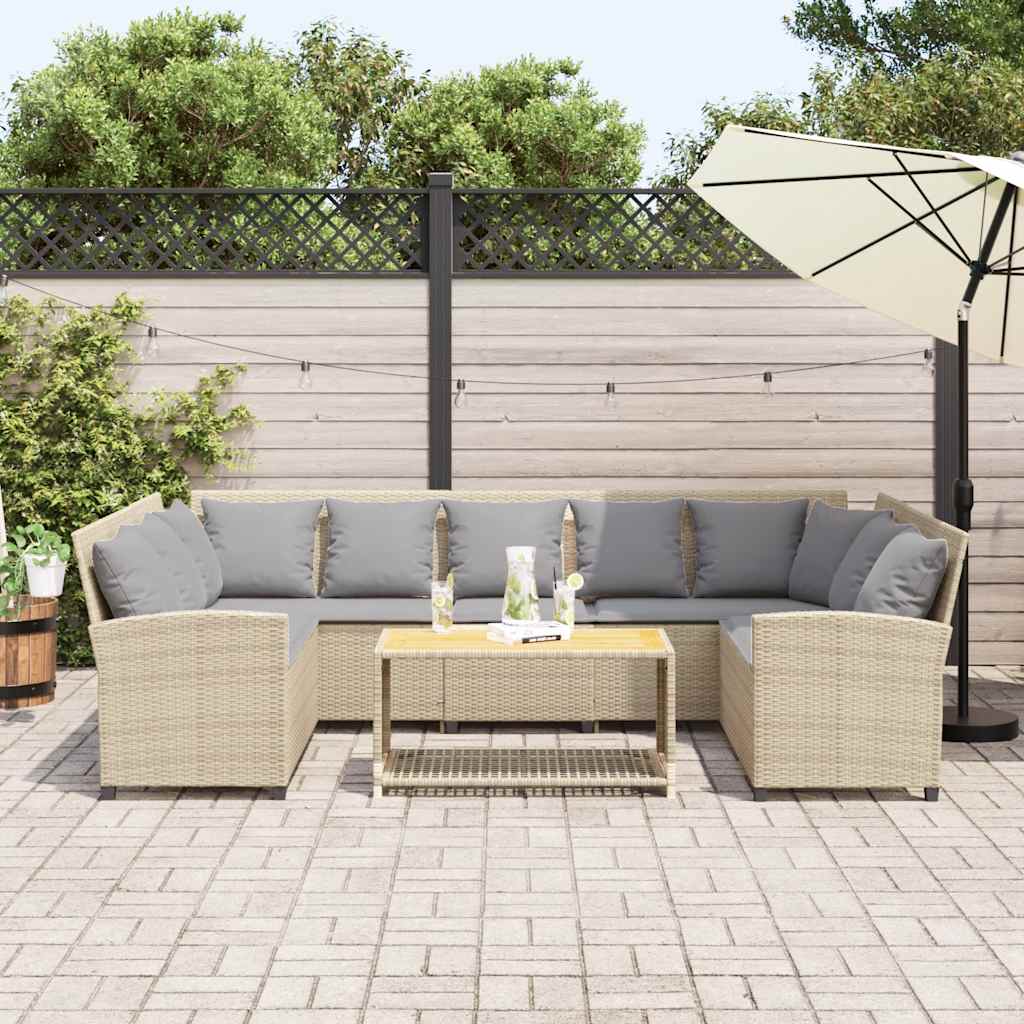 Divano da Giardino con Cuscini in Polyrattan Beige | homemem39