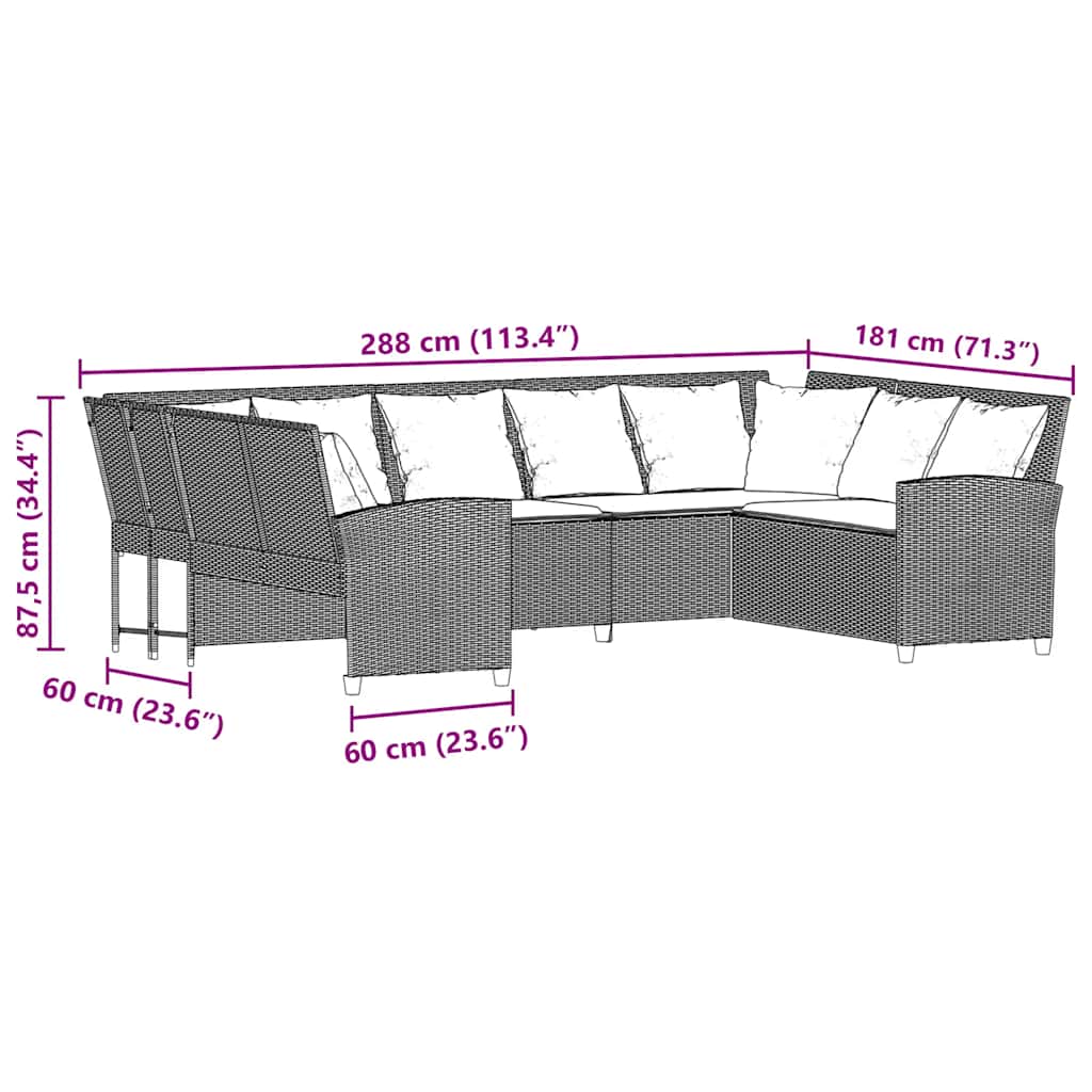 Divano da Giardino con Cuscini in Polyrattan Beige | homemem39