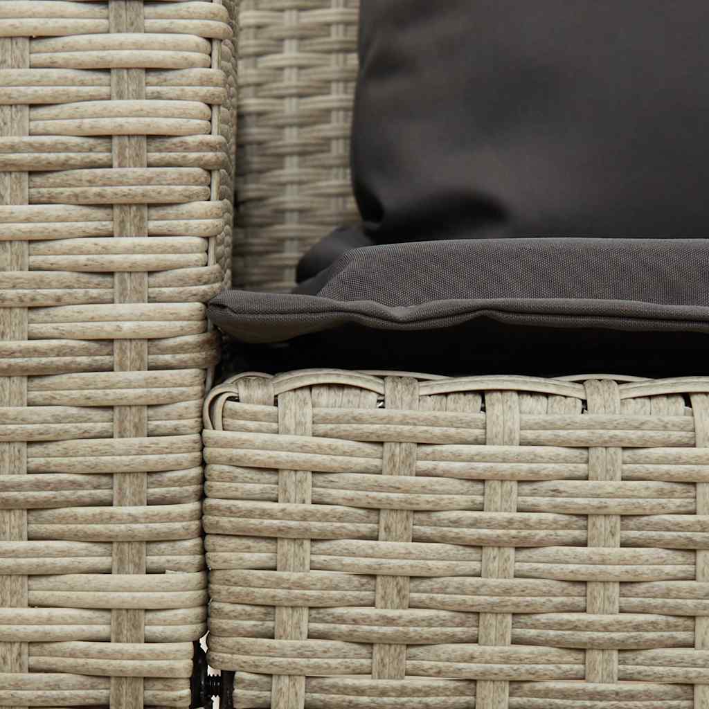 Divano da Giardino con Cuscini in Polyrattan Grigio Chiaro