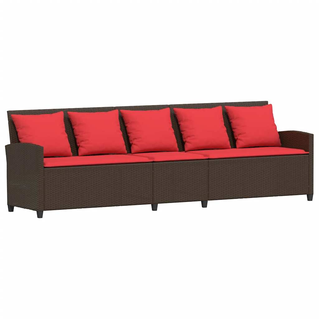 Divano da Giardino con Cuscini in Polyrattan Marrone | homemem39