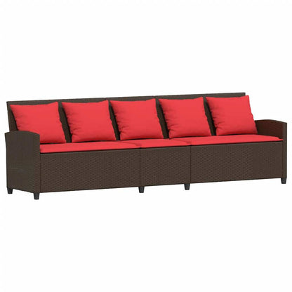 Divano da Giardino con Cuscini in Polyrattan Marrone | homemem39
