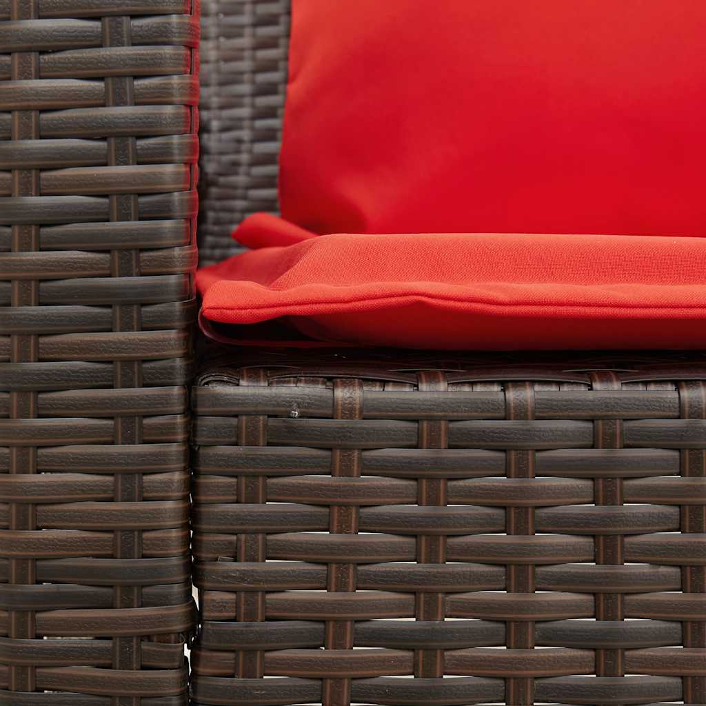 Divano da Giardino con Cuscini in Polyrattan Marrone | homemem39