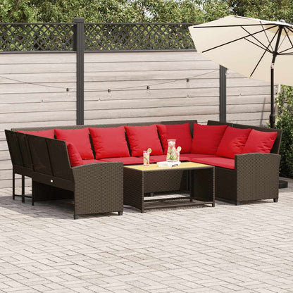 Divano da Giardino con Cuscini in Polyrattan Marrone | homemem39