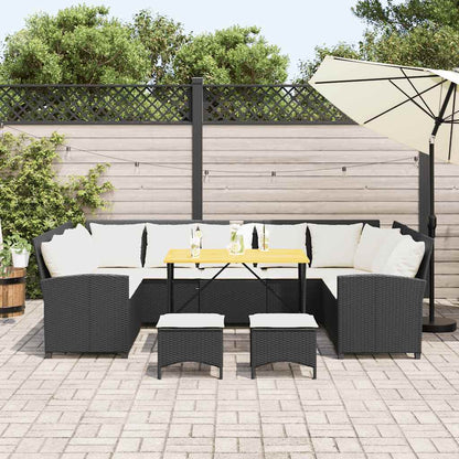 Set Divani da Giardino 4 pz con Cuscini Nero in Polyrattan