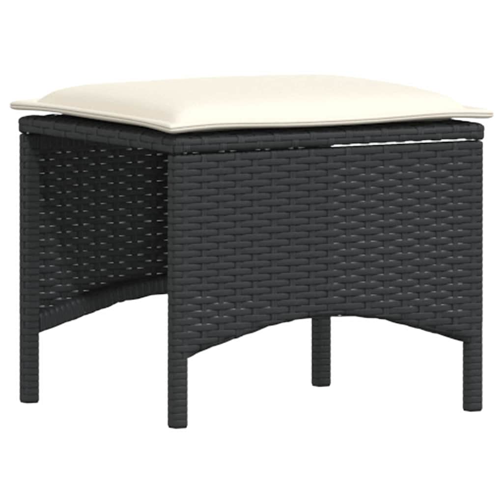 Set Divani da Giardino 4 pz con Cuscini Nero in Polyrattan