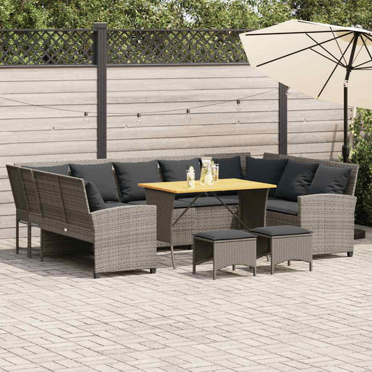 Set Divani da Giardino 4 pz con Cuscini in Polyrattan Grigio - homemem39