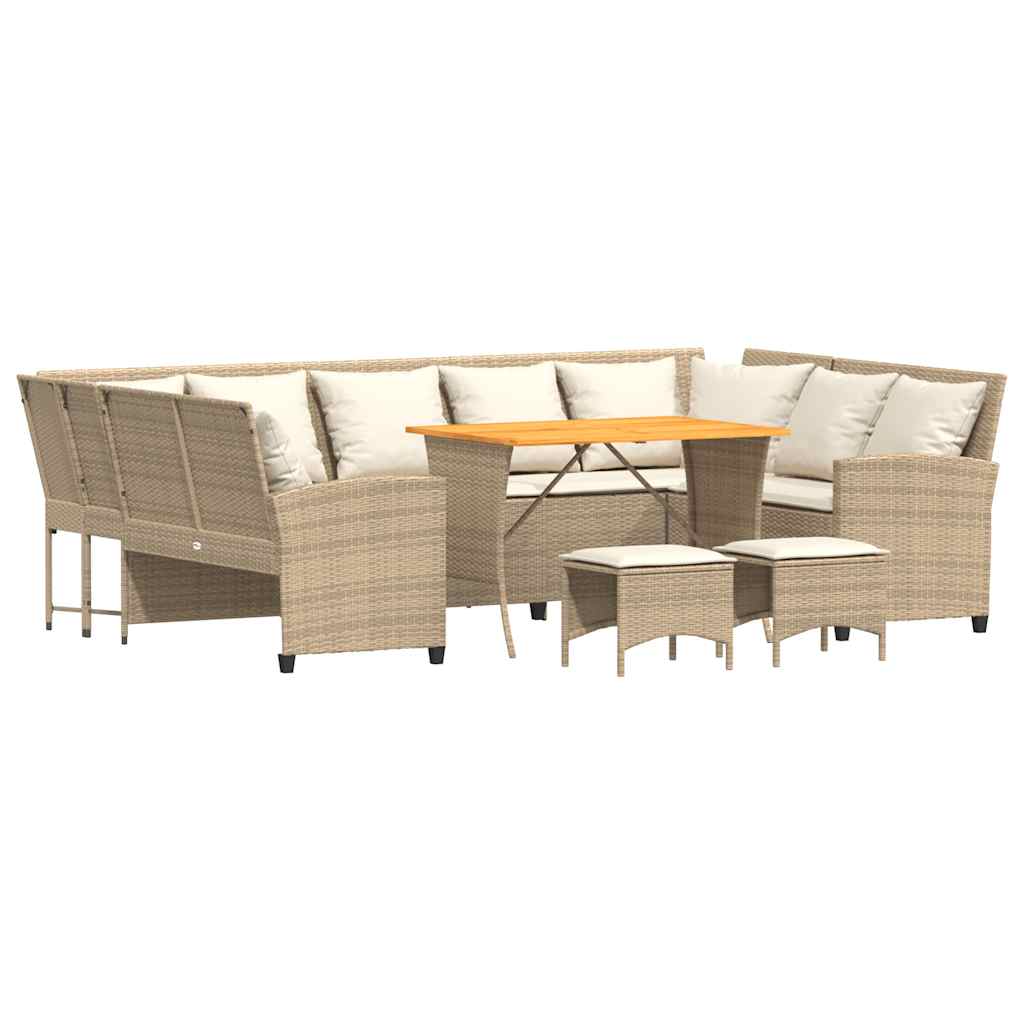 Set Divano da Giardino 4 pz con Cuscini Beige in Polyrattan - homemem39