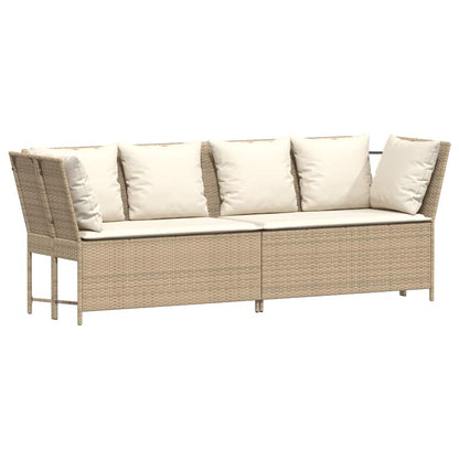 Set Divano da Giardino 4 pz con Cuscini Beige in Polyrattan - homemem39