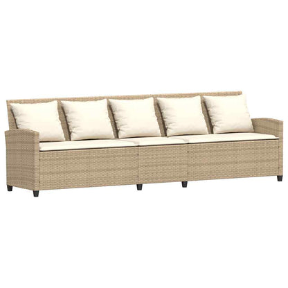 Set Divano da Giardino 4 pz con Cuscini Beige in Polyrattan - homemem39