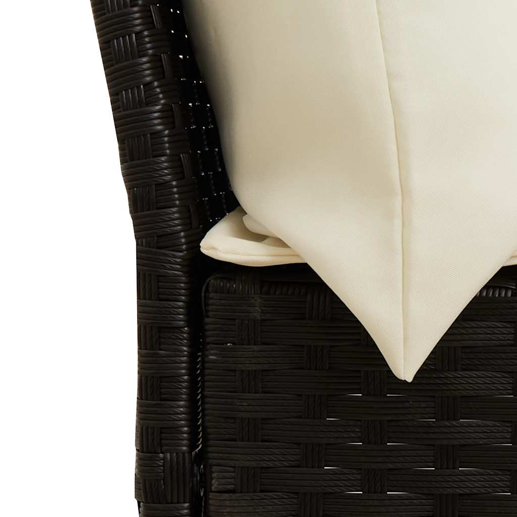 Set Divani da Giardino 3 pz con Cuscini in Polyrattan Nero