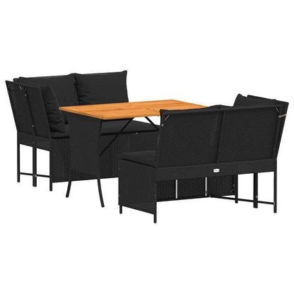 Set Divani da Giardino 3 pz con Cuscini in Polyrattan Nero - homemem39