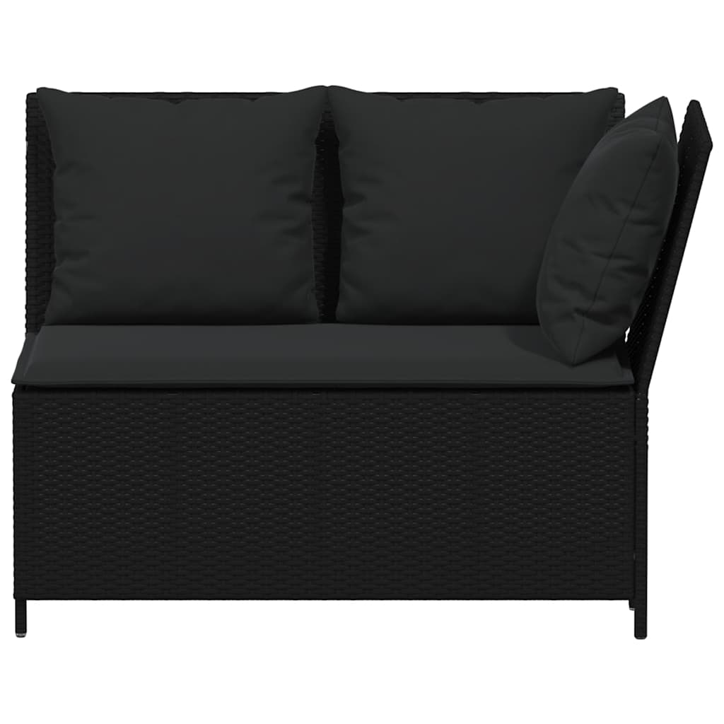 Set Divani da Giardino 3 pz con Cuscini in Polyrattan Nero - homemem39