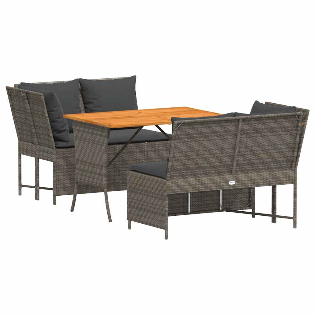 Set Divani da Giardino 3 pz con Cuscini Grigio in Polyrattan - homemem39