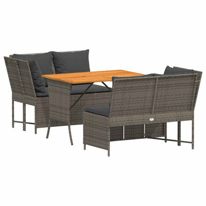 Set Divani da Giardino 3 pz con Cuscini Grigio in Polyrattan