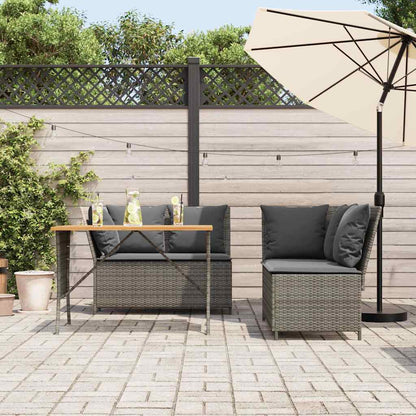 Set Divani da Giardino 3 pz con Cuscini Grigio in Polyrattan