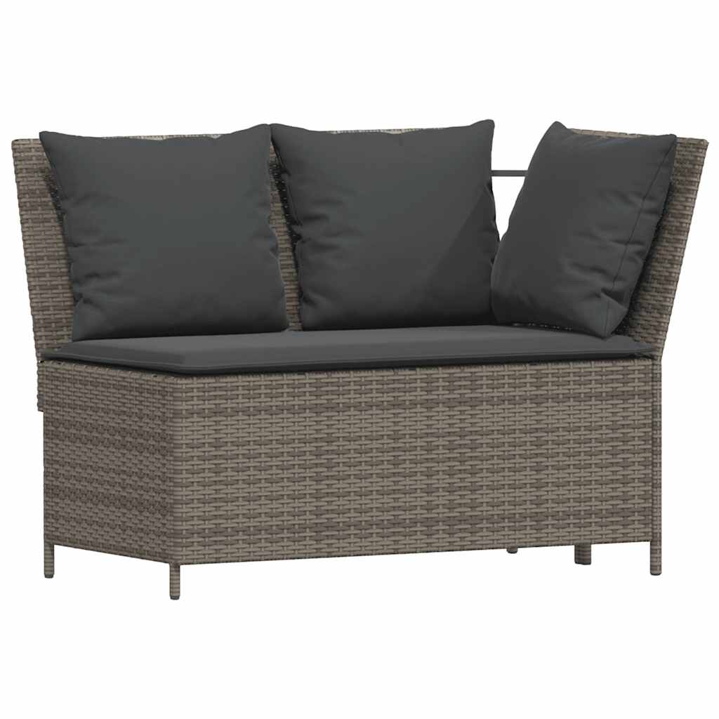 Set Divani da Giardino 3 pz con Cuscini Grigio in Polyrattan - homemem39