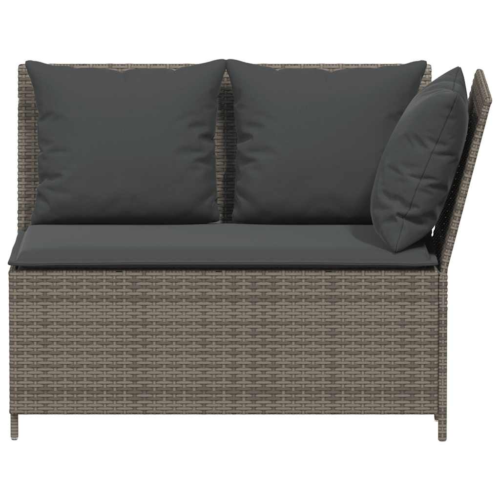 Set Divani da Giardino 3 pz con Cuscini Grigio in Polyrattan