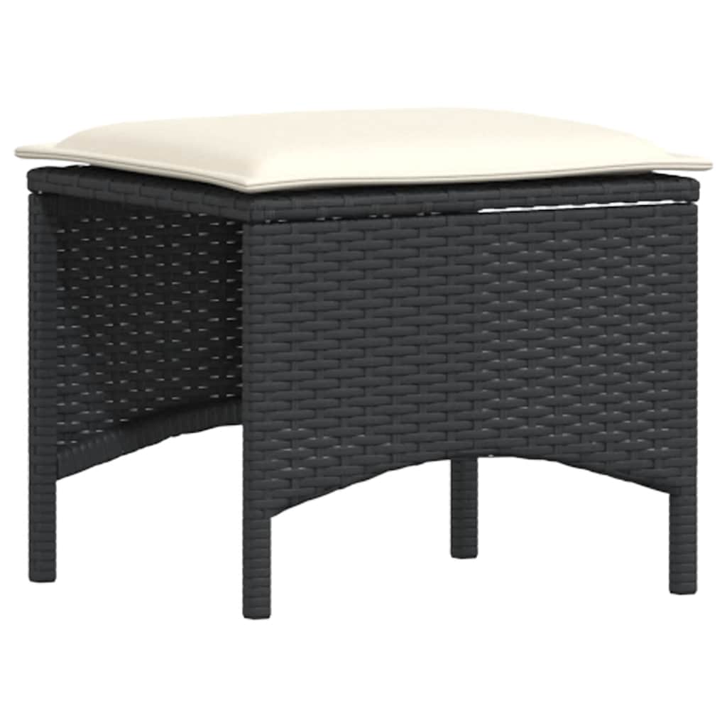 Set Divani da Giardino 5 pz con Cuscini in Polyrattan Nero