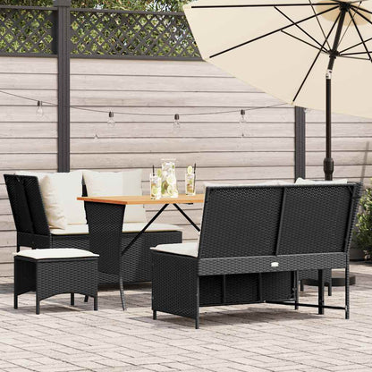 Set Divani da Giardino 5 pz con Cuscini in Polyrattan Nero