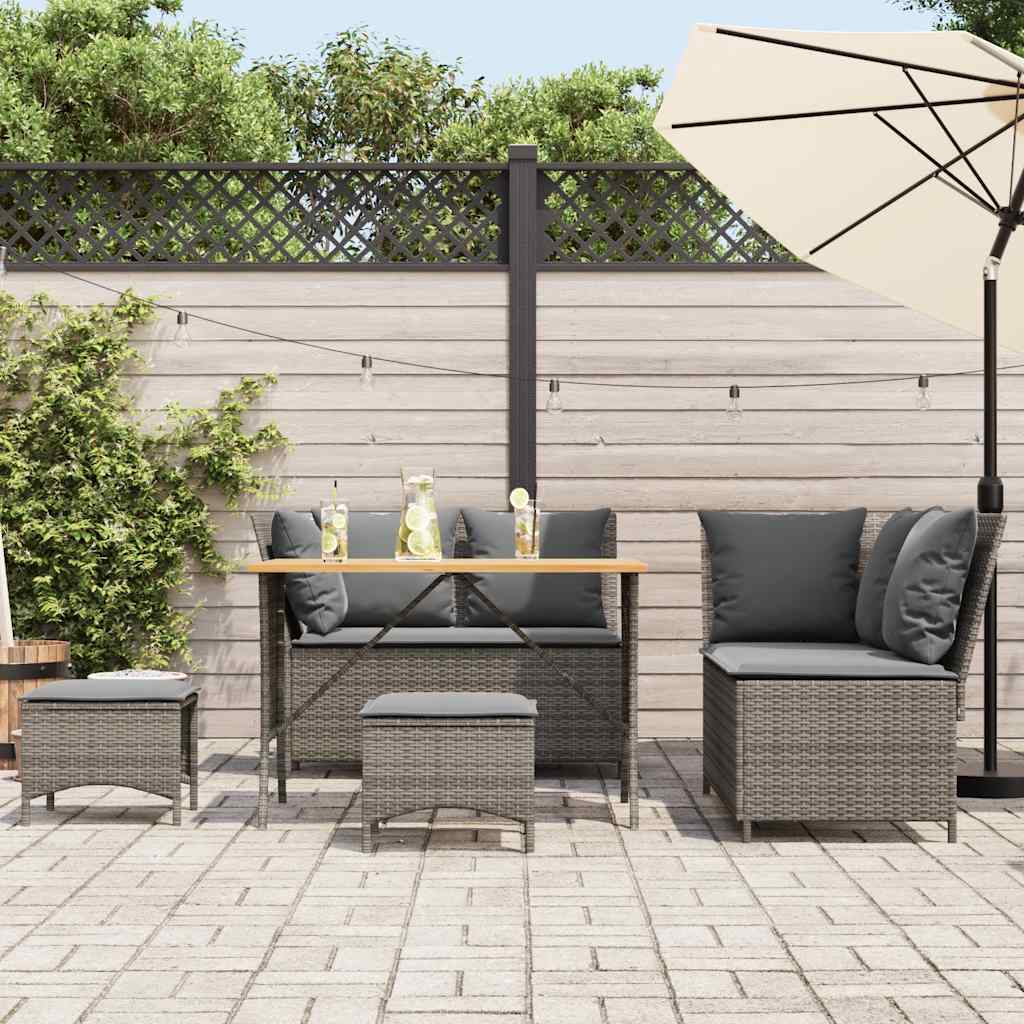 Set Divano da Giardino 5 pz con Cuscini Grigio in Polyrattan - homemem39