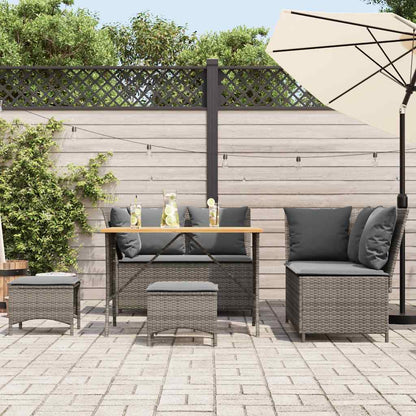 Set Divano da Giardino 5 pz con Cuscini Grigio in Polyrattan - homemem39