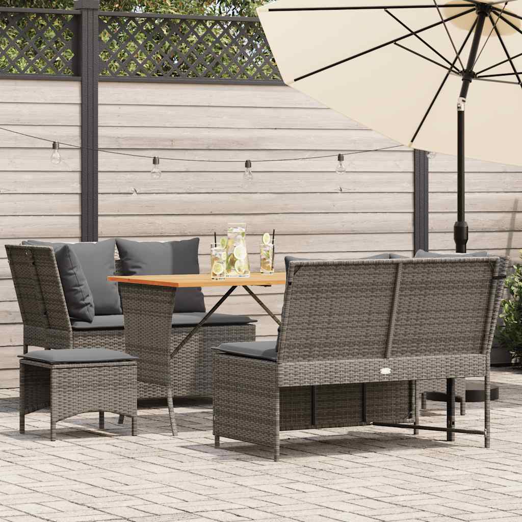 Set Divano da Giardino 5 pz con Cuscini Beige in Polyrattan