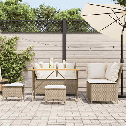 Set Divano da Giardino 5 pz con Cuscini Beige in Polyrattan - homemem39