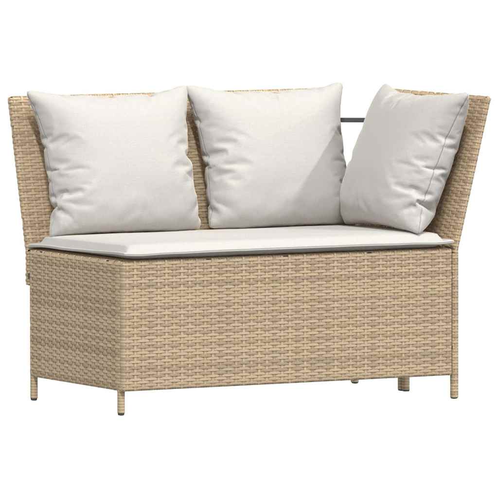Set Divano da Giardino 5 pz con Cuscini Beige in Polyrattan