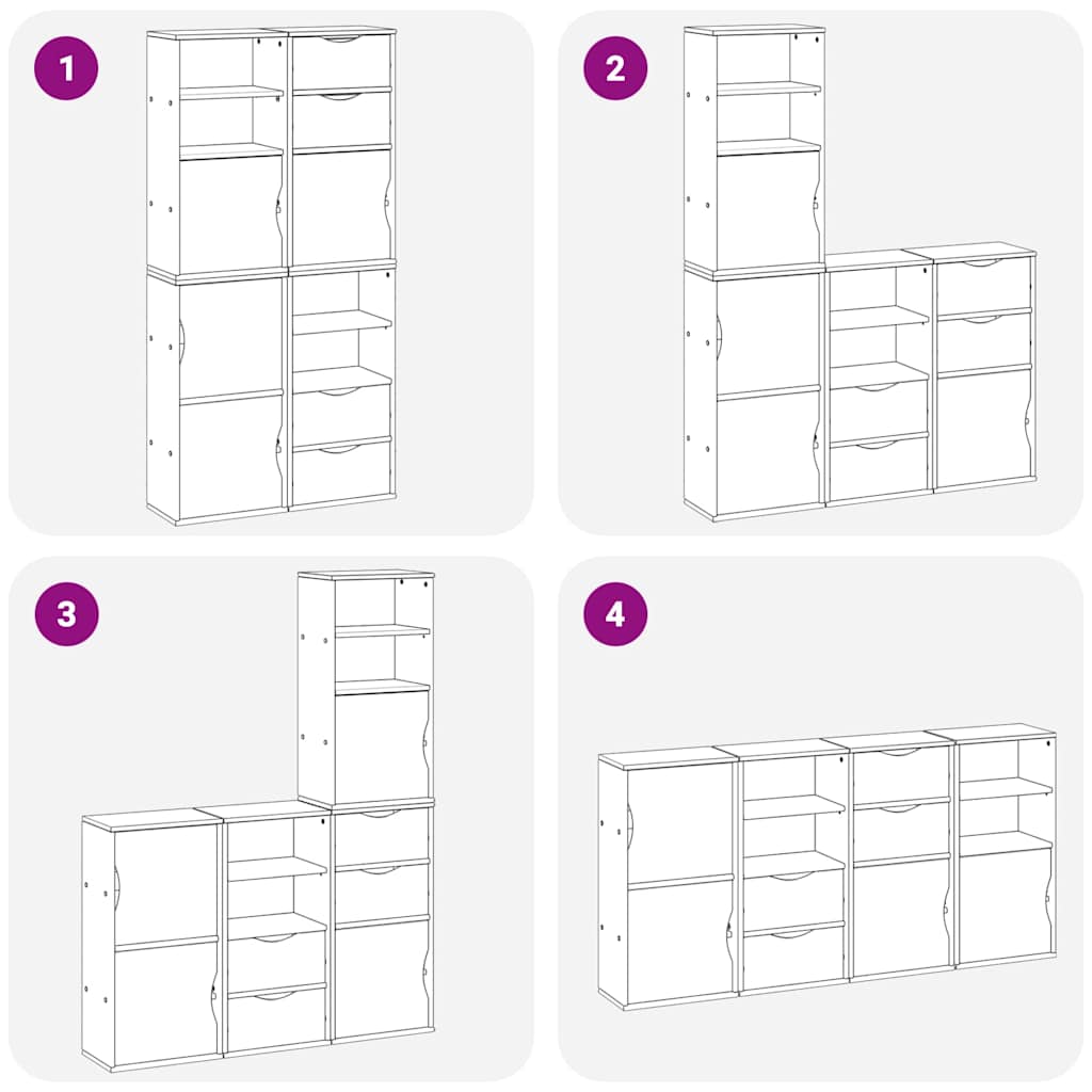 Armadietti Laterali 4 pz ODDA Bianco 40x24x79 cm Legno di Pino - homemem39