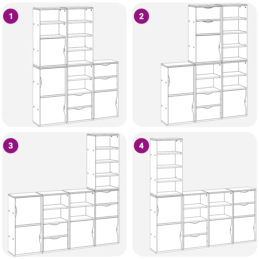Armadietti Laterali 5 pz ODDA 40x24x79 cm Legno Massello Pino - homemem39