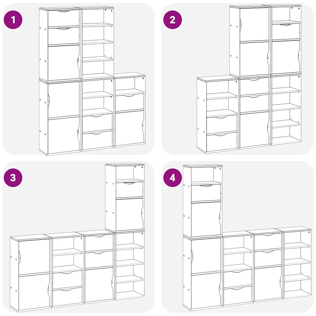 Armadietti Laterali 5 pz ODDA 40x24x79 cm Legno Massello Pino - homemem39