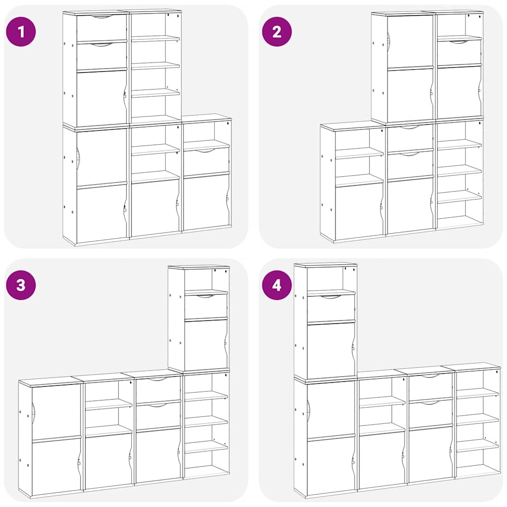 Armadietti Laterali 5 pz ODDA Bianco 40x24x79 cm Legno di Pino - homemem39