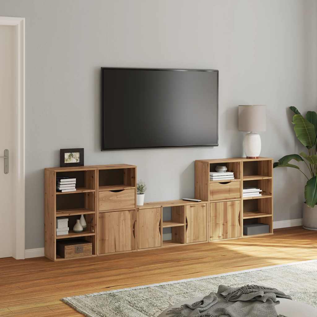 Mobile TV 5 pz con Contenitore ODDA in Legno Massello di Pino