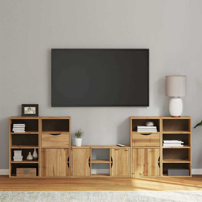 Mobile TV 5 pz con Contenitore ODDA in Legno Massello di Pino