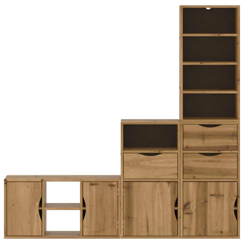 Mobile TV 4 pz con Contenitore ODDA in Legno Massello di Pino - homemem39