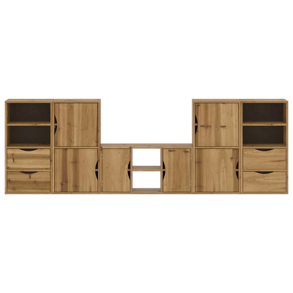 Mobile TV 5 pz con Contenitore ODDA in Legno Massello di Pino | homemem39