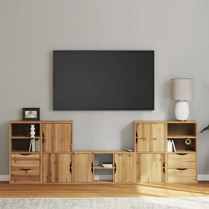 Mobile TV 5 pz con Contenitore ODDA in Legno Massello di Pino