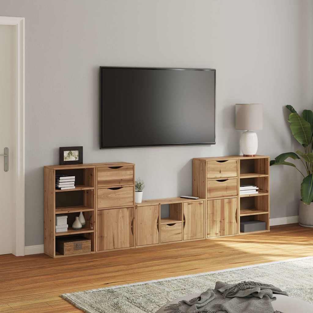 Mobile TV 5 pz con Contenitore ODDA in Legno Massello di Pino - homemem39