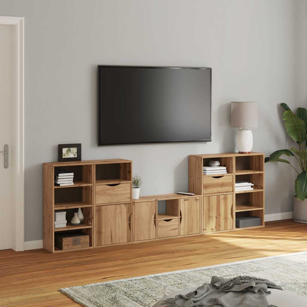 Mobile TV 5 pz con Contenitore ODDA in Legno Massello di Pino - homemem39