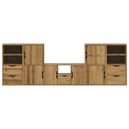 Mobile TV 5 pz con Contenitore ODDA in Legno Massello di Pino | homemem39