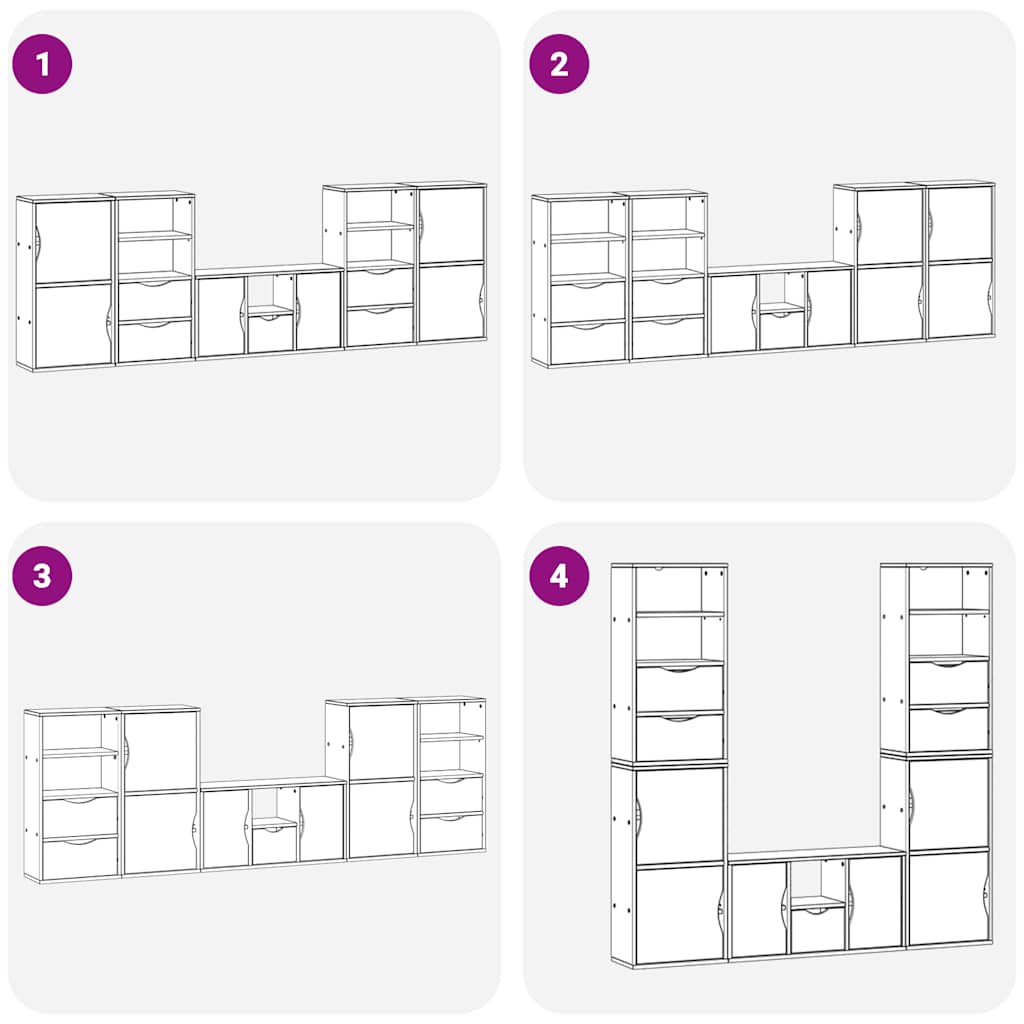 Mobile TV 5 pz con Contenitore ODDA in Legno Massello di Pino - homemem39