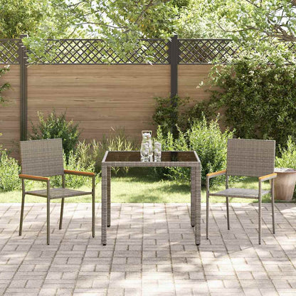Set da Pranzo per Giardino 3 pcs Grigio e Marrone polyrattan