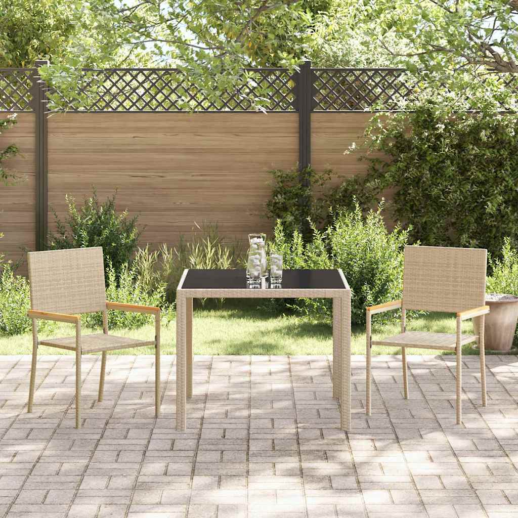Set da Pranzo per Giardino 3 pcs Beige polyrattan