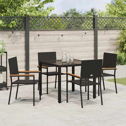 Set da Pranzo per Giardino 5 pcs Nero polyrattan