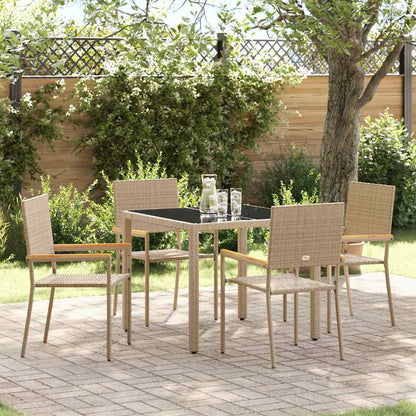 Set da Pranzo per Giardino 5 pcs Beige polyrattan