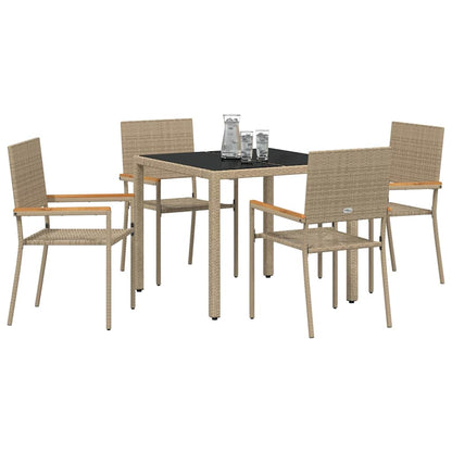 Set da Pranzo per Giardino 5 pcs Beige polyrattan